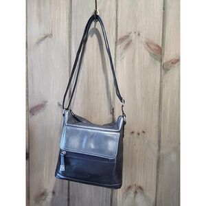 GIANI BERNINI Nappa Venice genuine leather crossbody organizer bag - Pewter